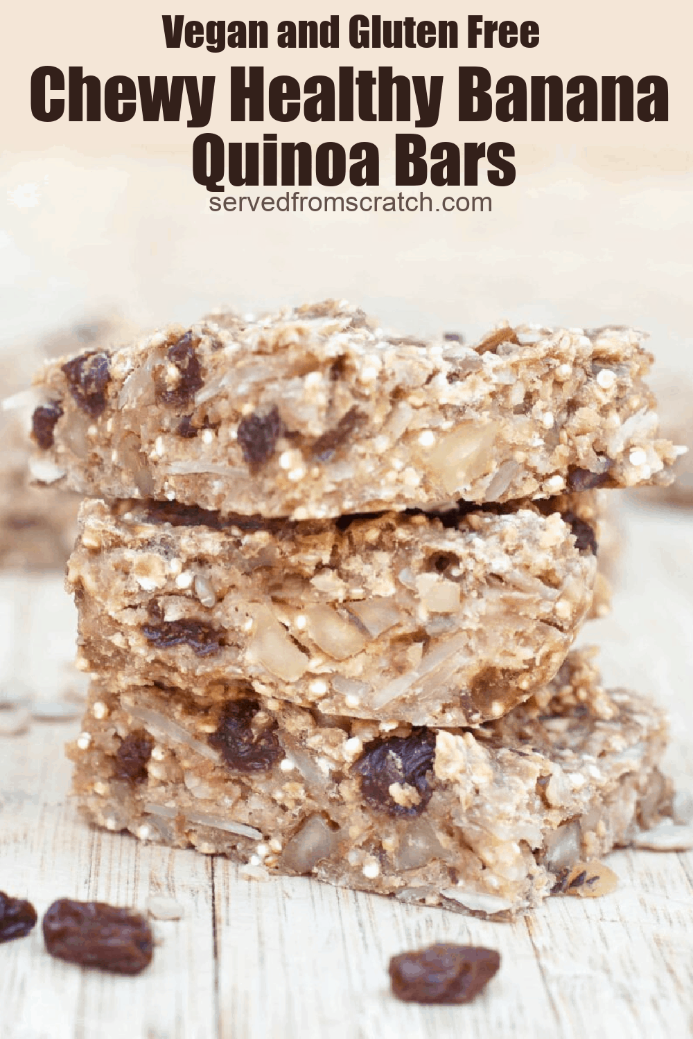 Chewy Banana Quinoa Bars Vegan, Gluten, and Peanut Free Served From