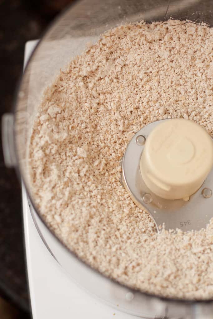 oats processed into flour in a food processor 