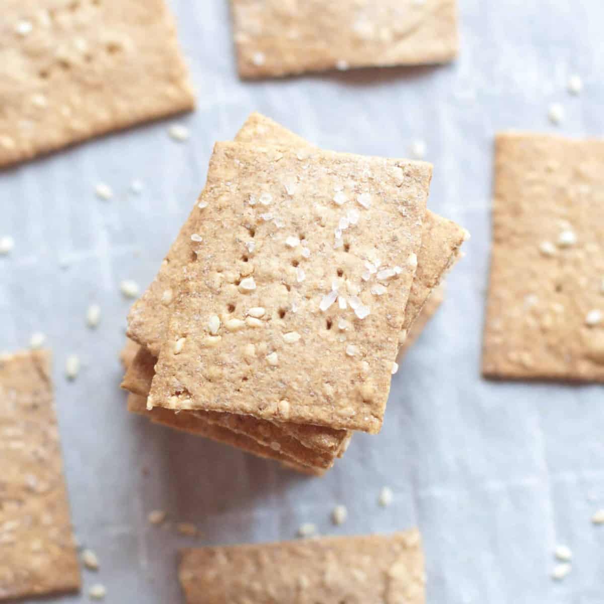 a stack of thin crackers overhead.