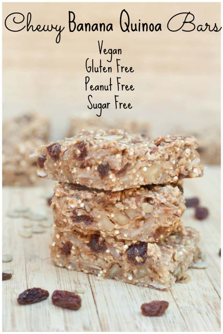 Chewy Banana Quinoa Bars Vegan, Gluten, and Peanut Free Served From