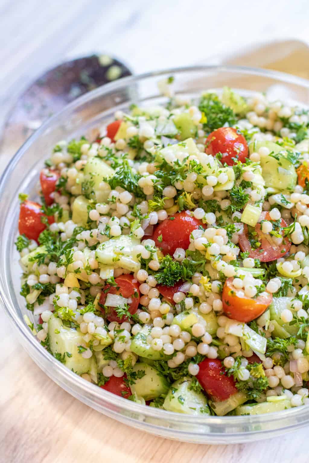 Israeli Couscous Cucumber Salad Served From Scratch