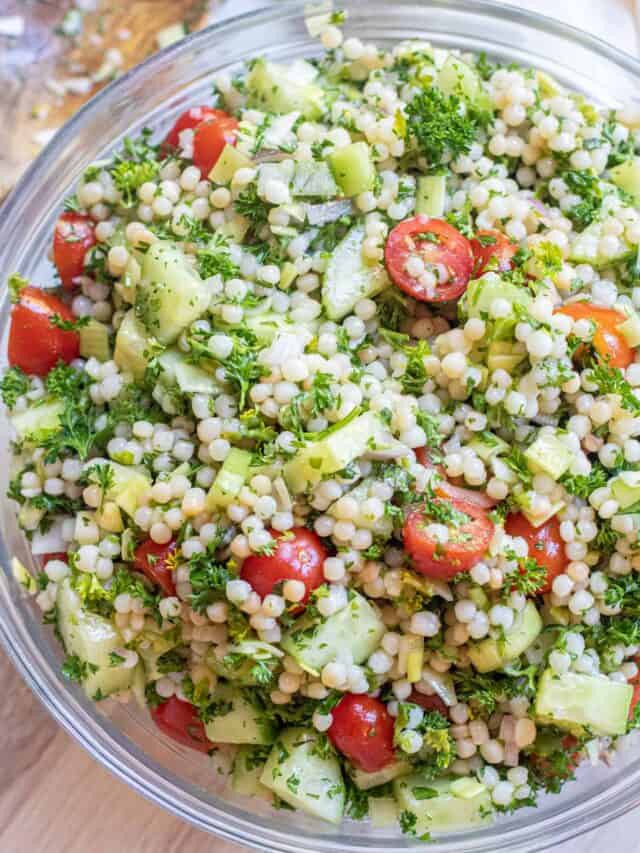 Israeli Couscous Cucumber Salad Served From Scratch