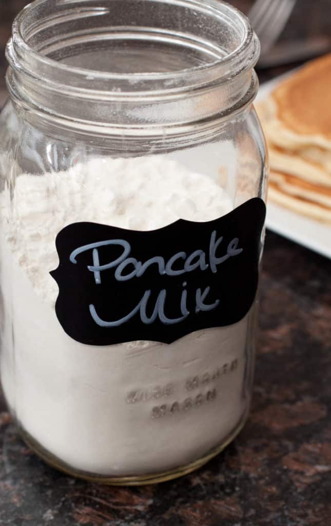 a close up of a jar of pancake mix