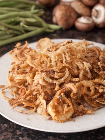 a plate of crispy fried onions