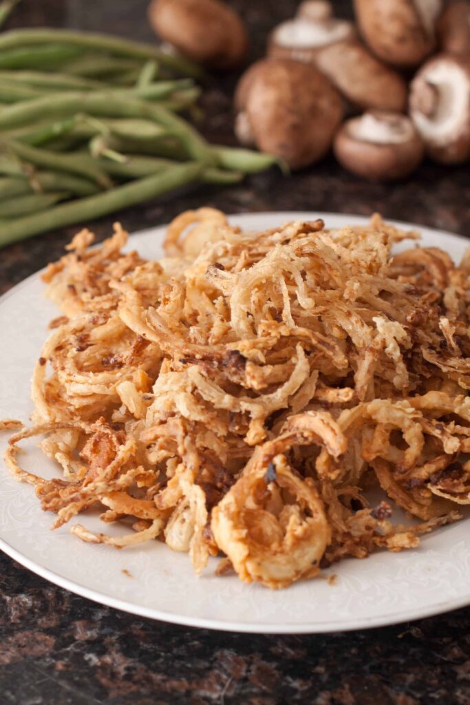 a plate of crispy fried onions