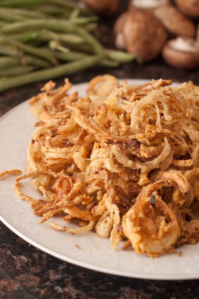 a plate of crispy fried onions.