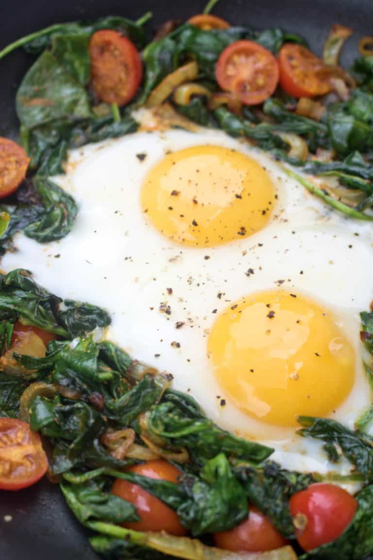 Turmeric Spinach and Eggs Served From Scratch