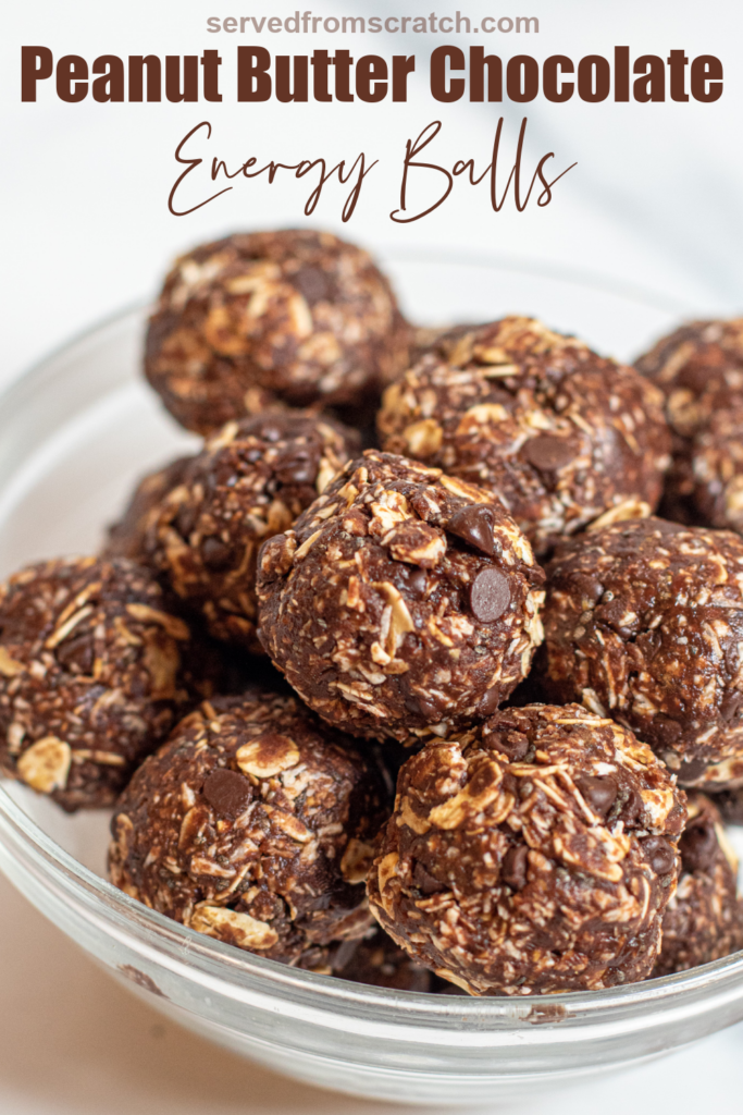 a bowl of chocolate energy balls.