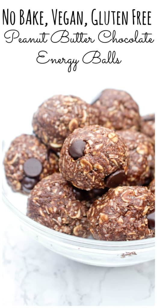 chocolate peanut butter energy balls in a bowl