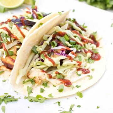 Try a new twist on your tacos by balancing sweet and spicy with one of our new favorites: Sweet Sriracha Chicken Tacos! #chickentacos #recipe #sriracha #easy #sweetandspicy