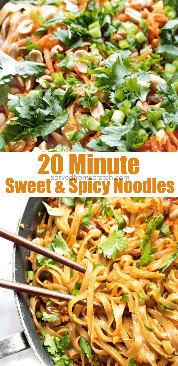 20 Minute Sweet and Spicy Noodles Served From Scratch