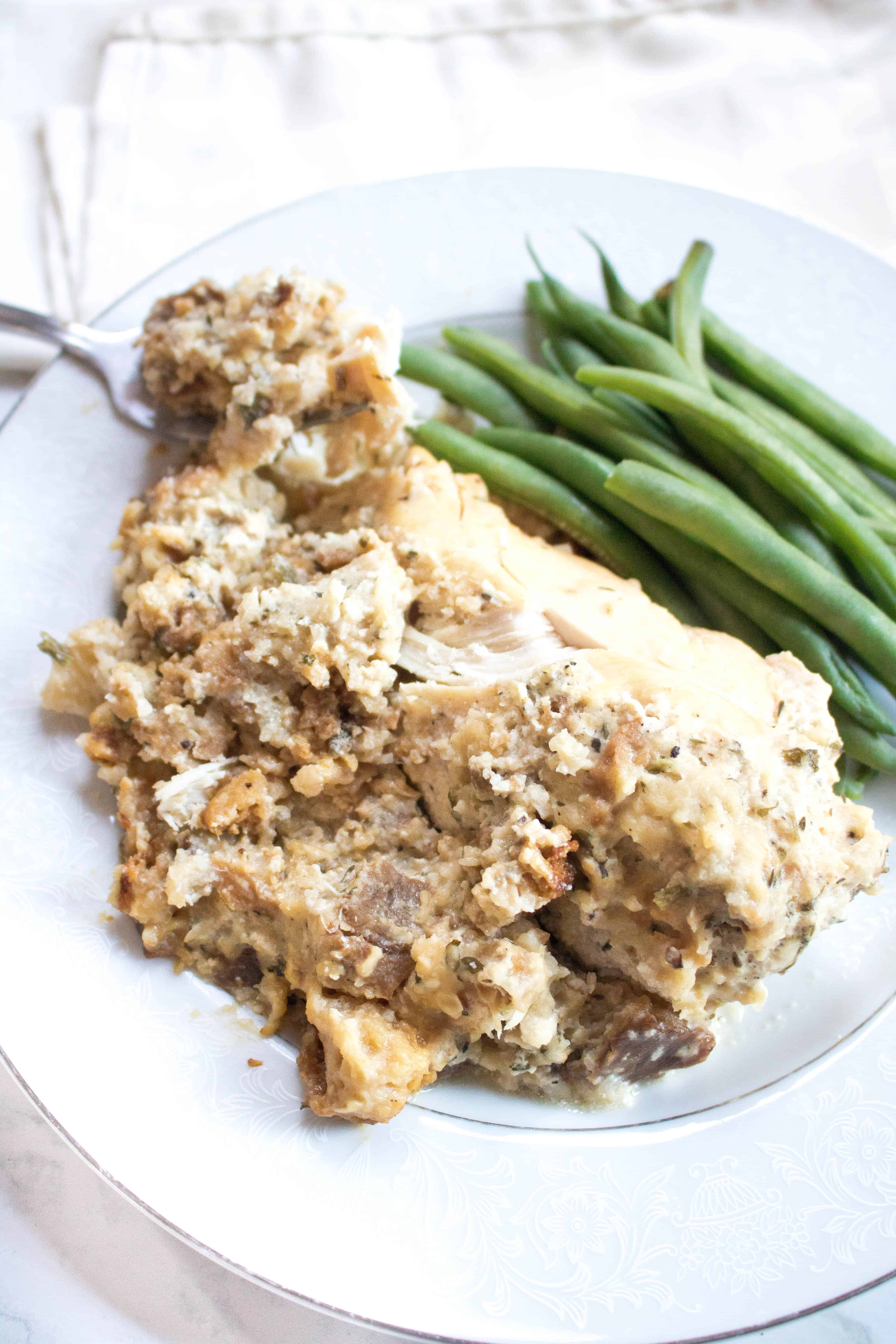 Crock Pot Chicken and Stuffing From Scratch Served From Scratch