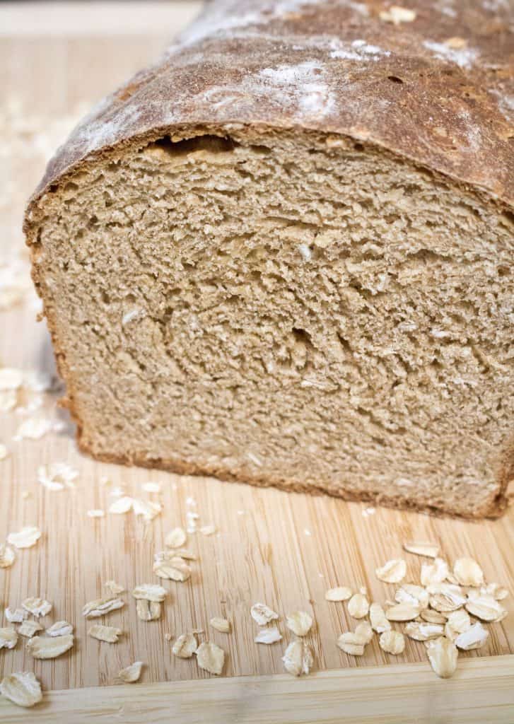 sliced whole wheat bread on the cutting board 