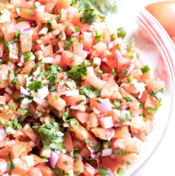 a big bowl of pico de gallo.