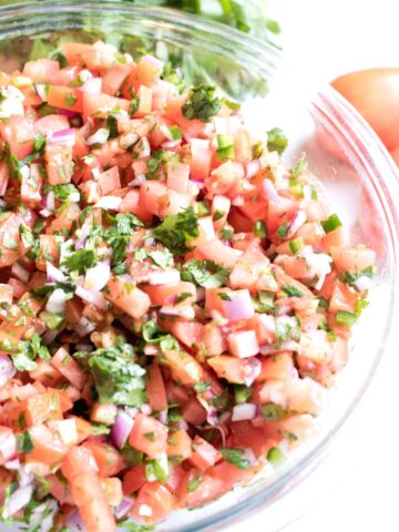 a big bowl of pico de gallo.