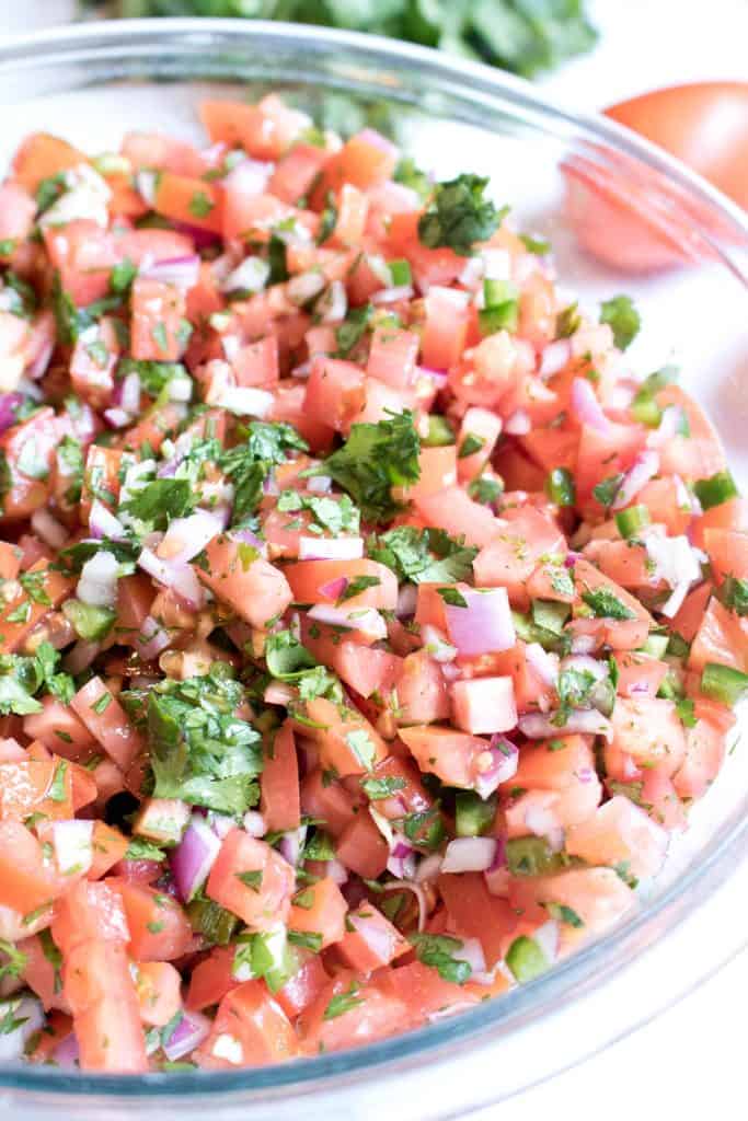 a big bowl of pico de gallo.