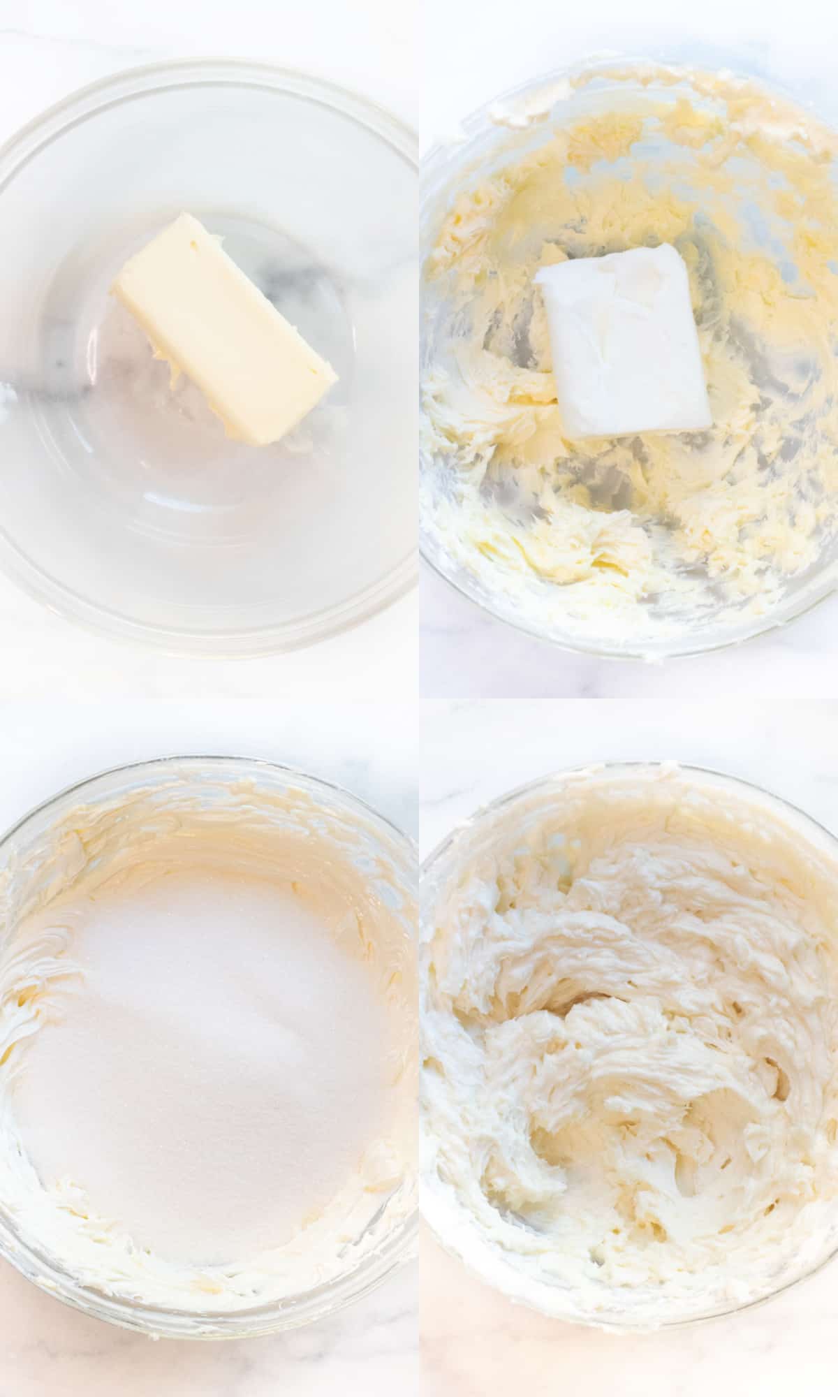 a bowl with butter, it whipped with crisco, it whipped with sugar, and it all whipped into a frosting.