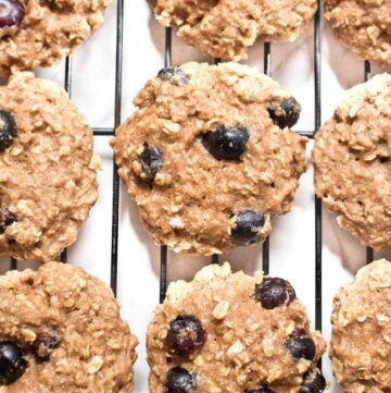 These toddler approved Healthy Blueberry Oatmeal Cookies are super soft, chewy, and the perfect way to use those fresh picked blueberries!