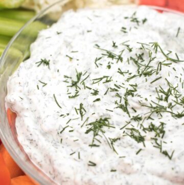 Make your own Dill Onion Dip From Scratch by using homemade mayonnaise and have a delicious dip for all your favorite veggies, chips, and snacks!