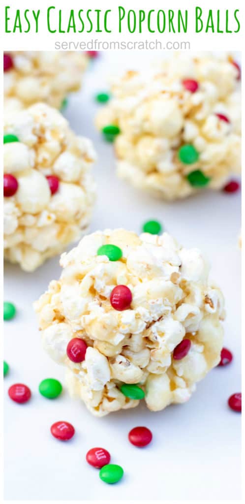 It's a childhood favorite! These Christmas inspired Easy Classic Popcorn Balls are a super fun treat to make for the holidays!