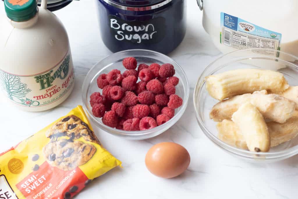 Healthy Raspberry Banana Chocolate Chip Muffins