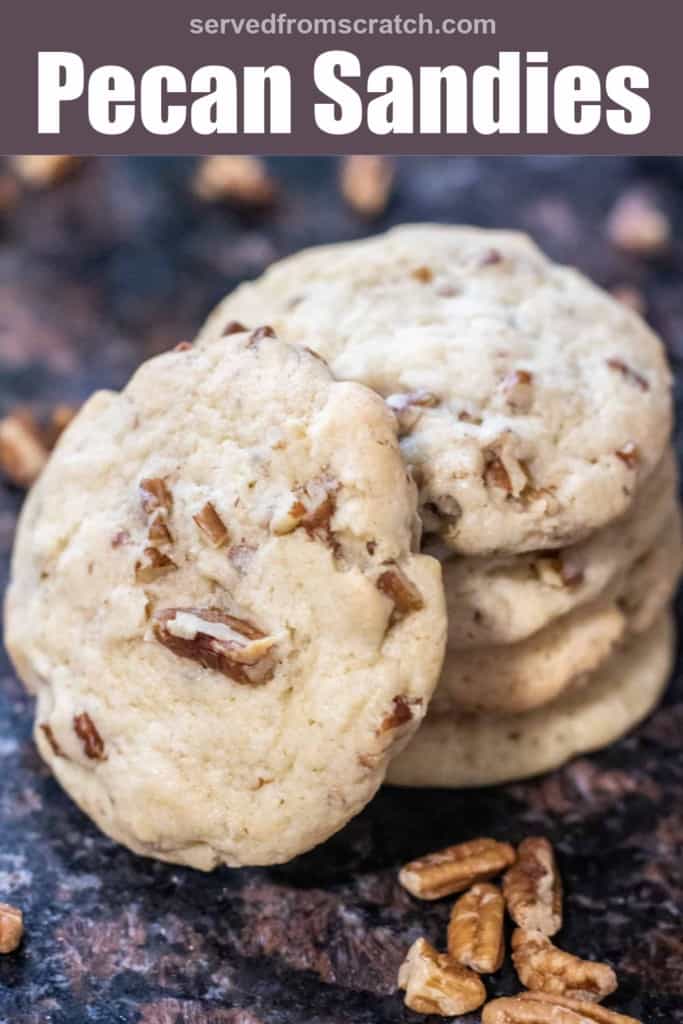 a stack of pecan cookies