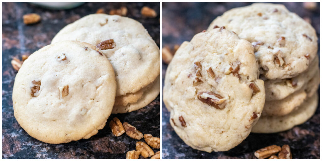 two stacks of pecan sandies side by side