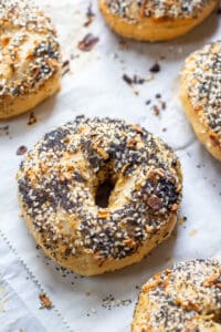 Cooked everything bagels from scratch on baking sheet.