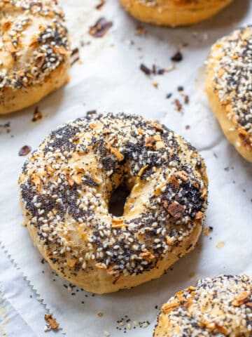 Cooked everything bagels from scratch on baking sheet.