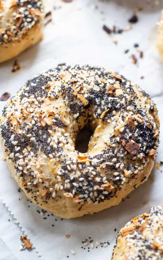 Cooked everything bagels from scratch on baking sheet