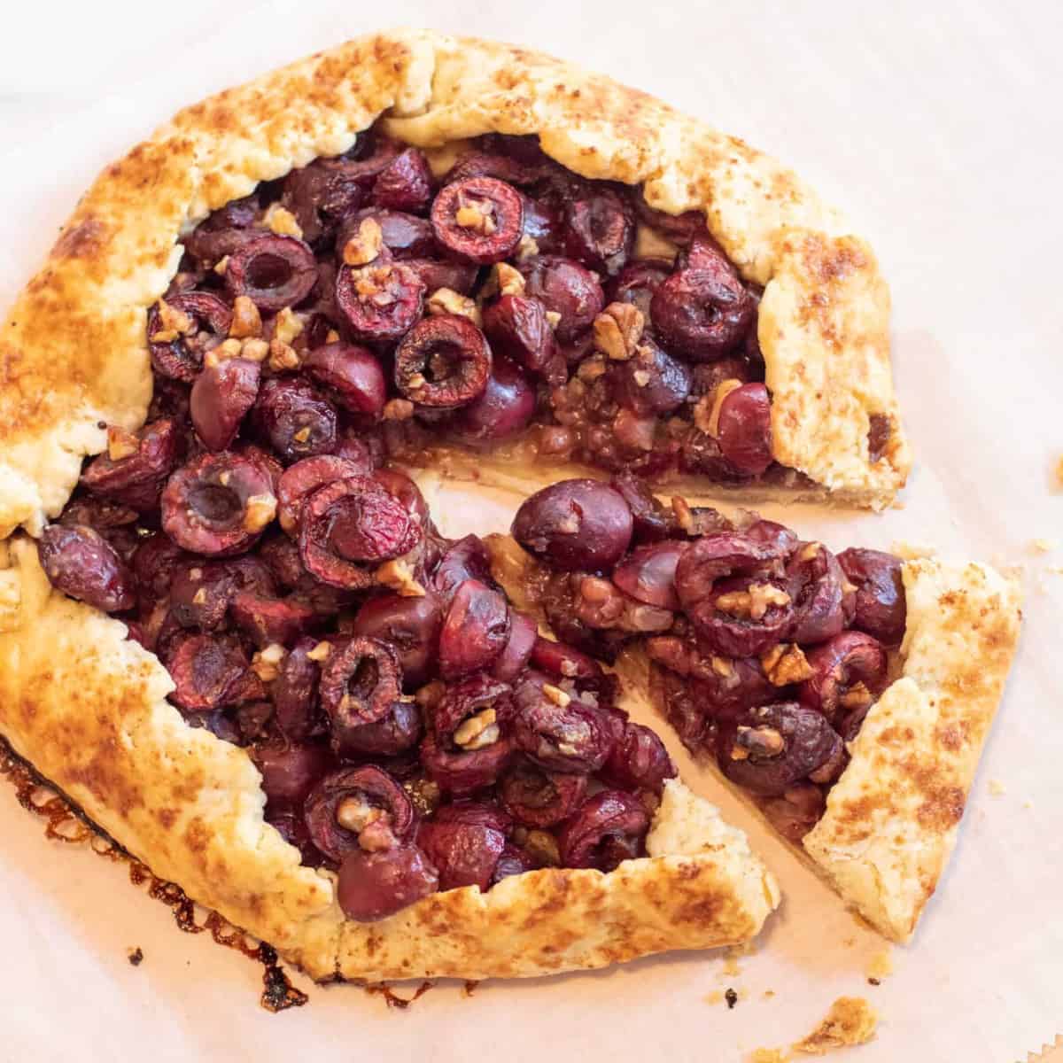 a baked galette with cherries