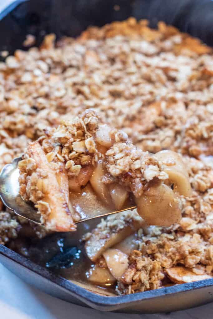 Easy Cast Iron Apple Crisp Served From Scratch