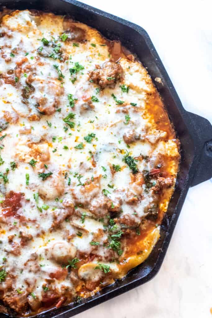 az öntöttvas lasagne teteje