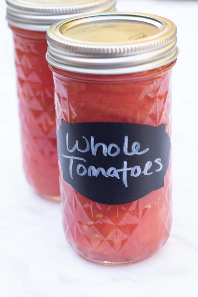 2 mason jars of whole tomatoes