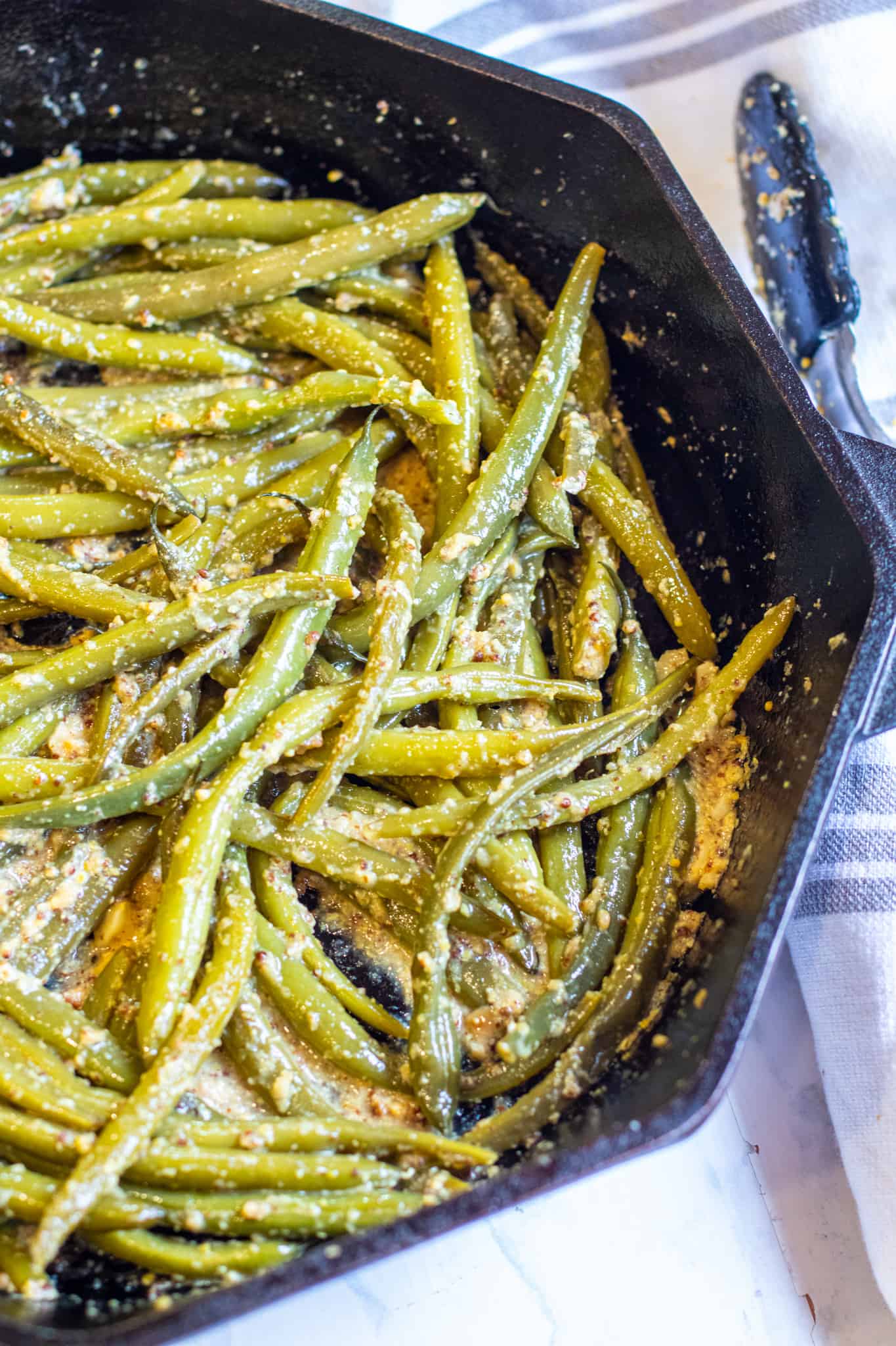 15 Minute Mustard Green Beans Served From Scratch