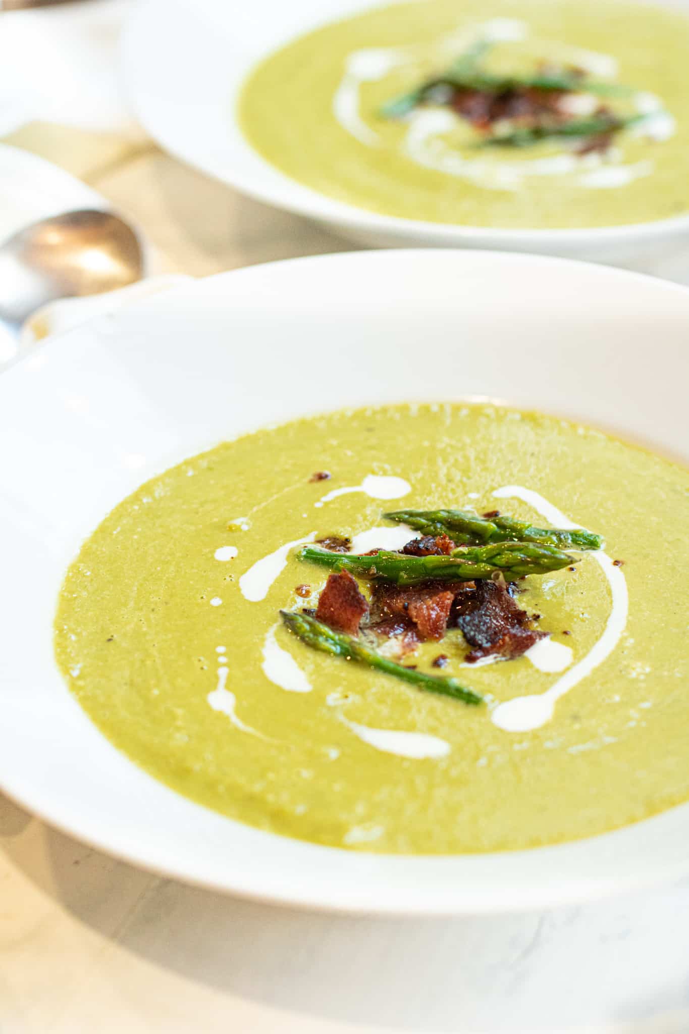 Creamy Asparagus Bacon Soup Served From Scratch