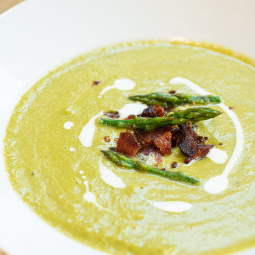 Creamy Asparagus Bacon Soup Served From Scratch