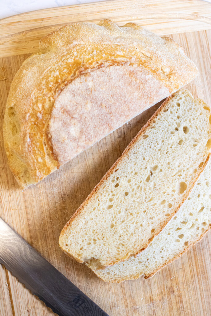 overhead of sliced loaf of bread