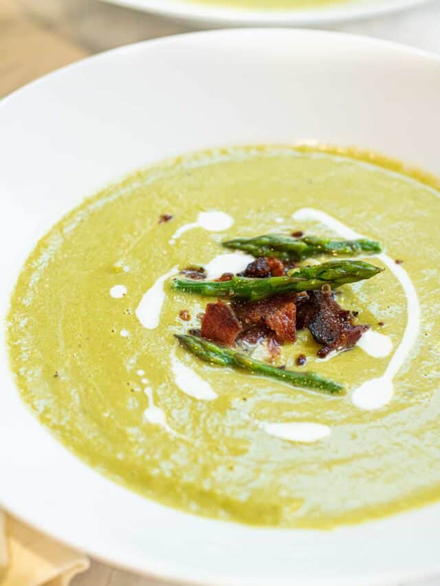 Creamy Asparagus Bacon Soup Served From Scratch