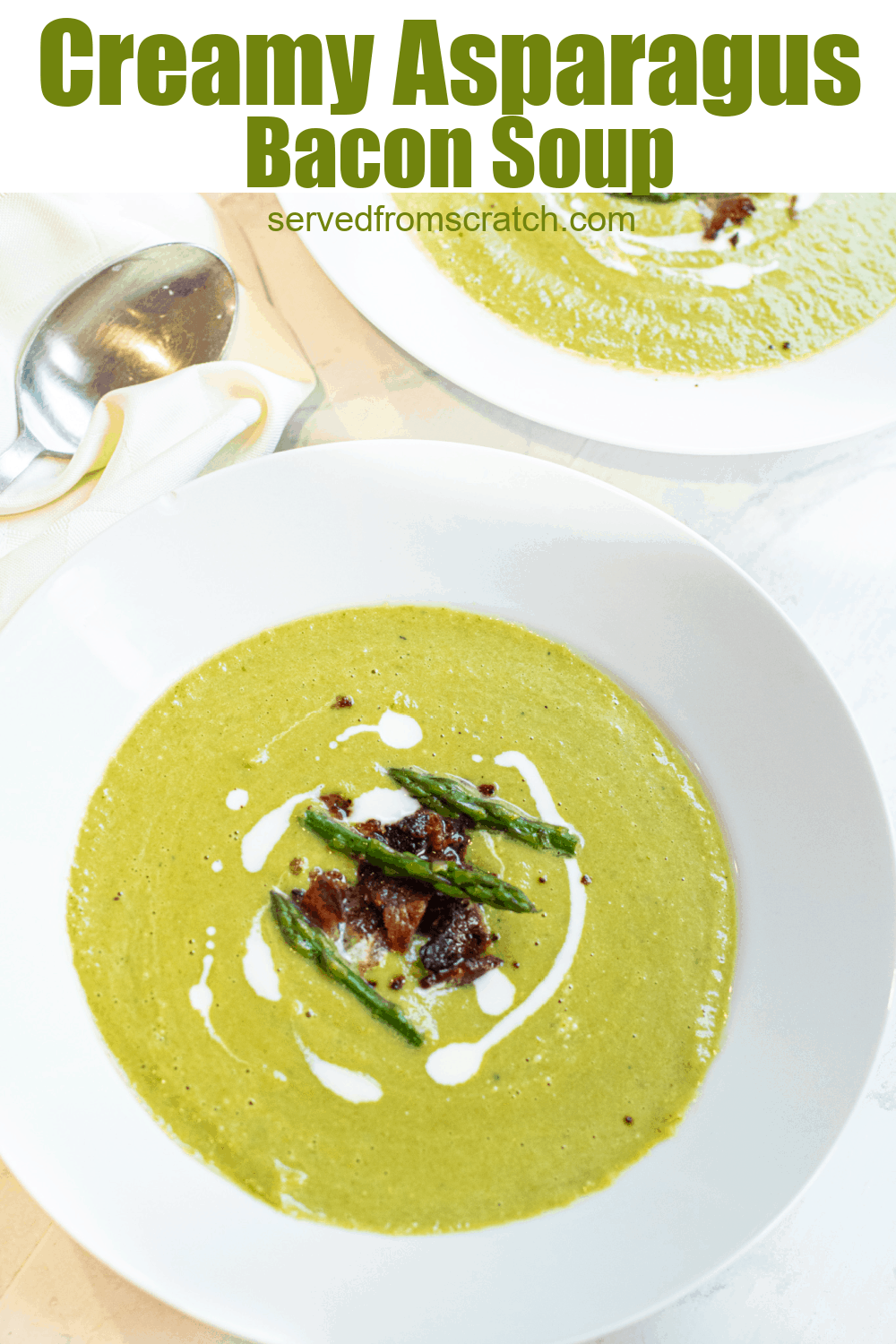 Creamy Asparagus Bacon Soup Served From Scratch