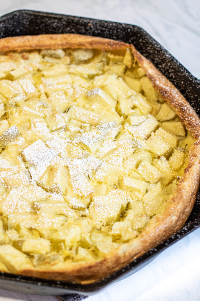 apple filled cast iron german pancake