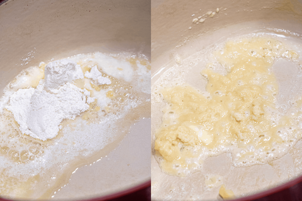 butter and flour and a roux