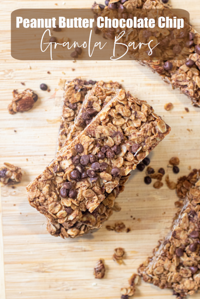 stacked granola bars with chocolate chips.