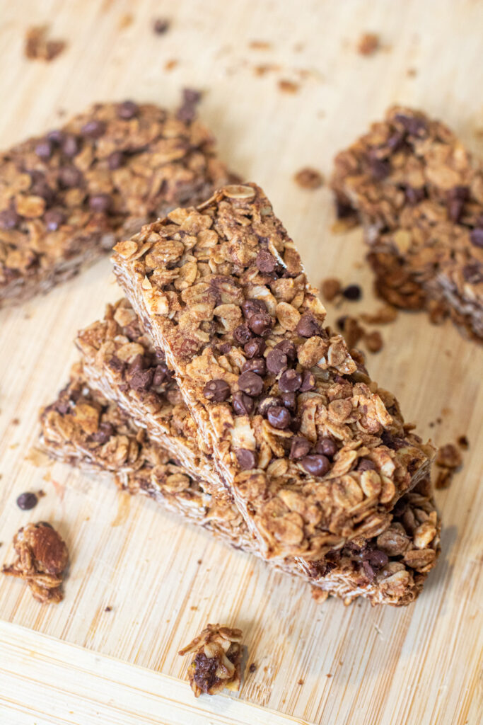 stacked chocolate chip granola bars.