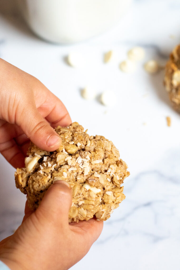 toddler hands holding a cookie.