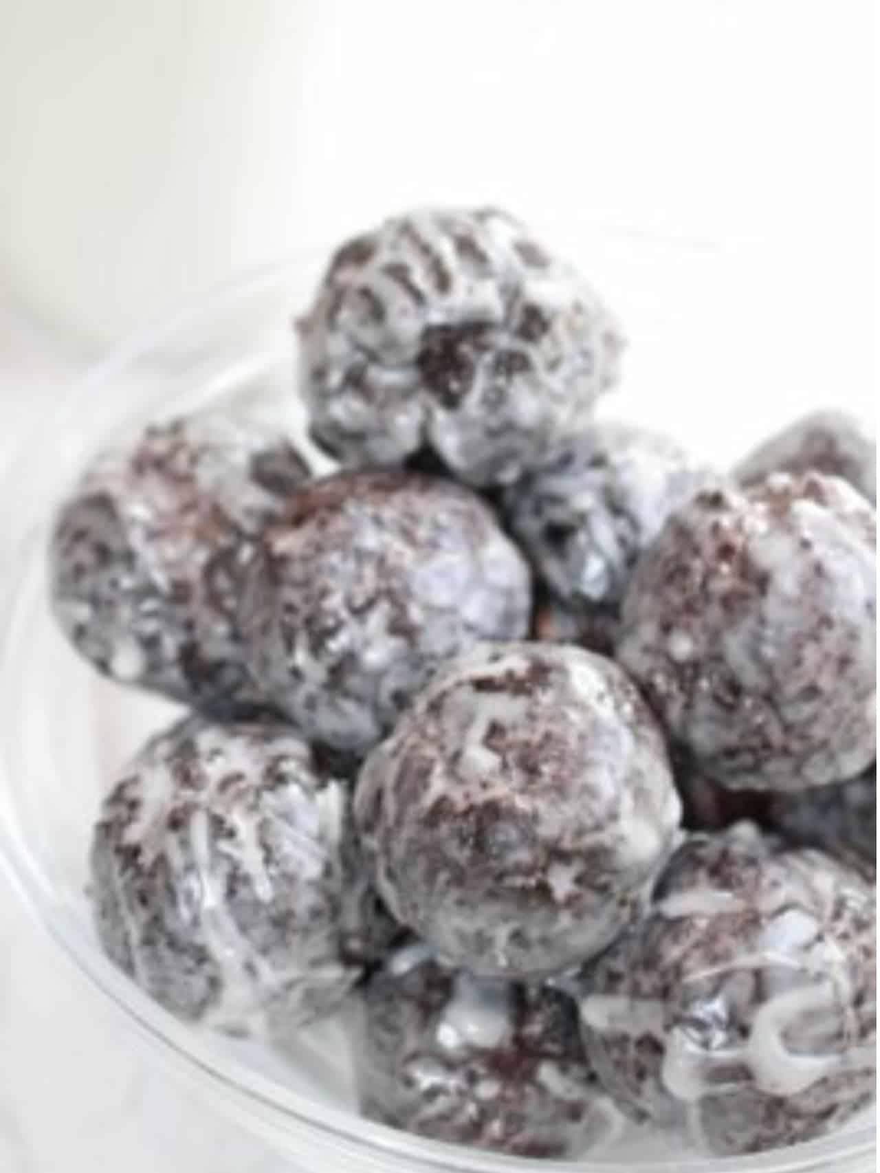 Glazed Chocolate Munchkins ( Donut Holes ) Served From Scratch