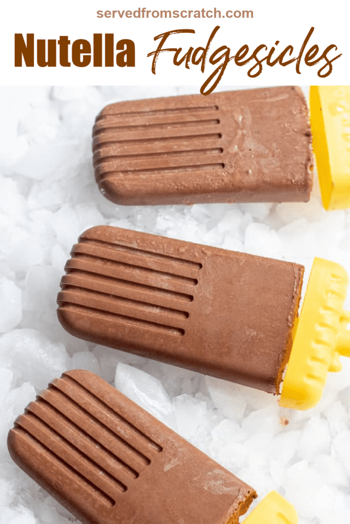 3 fudgesicles on ice with Pinterest pin text.