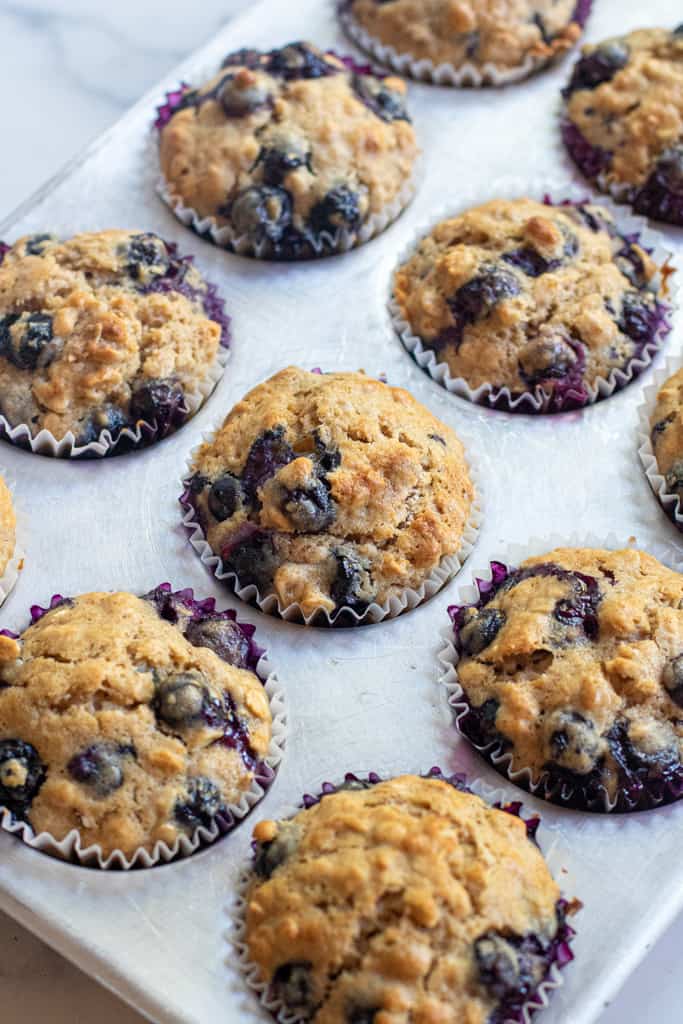 baked muffins in a muffin tin.