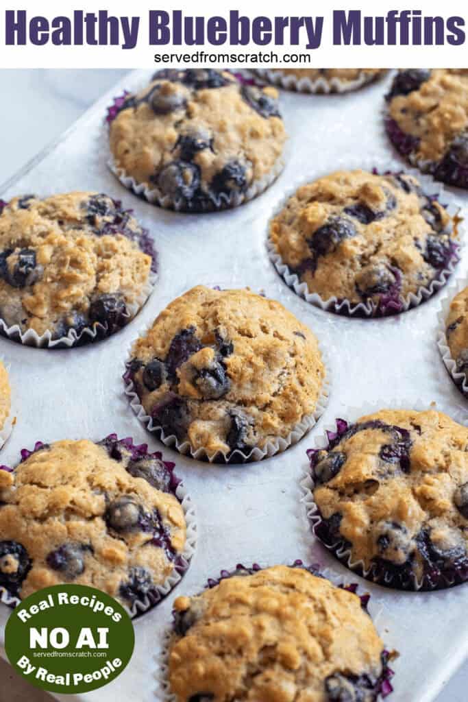 muffins in a tin with Pinterest pin text NO AI stickers.