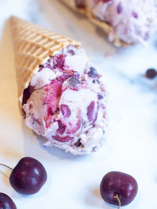 Homemade Cherry Garcia Ice Cream Served From Scratch